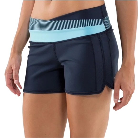 lululemon athletica Pants - Lululemon Astro Shorts Navy Inkwell Blue Moon Hyper Stripe Luon
